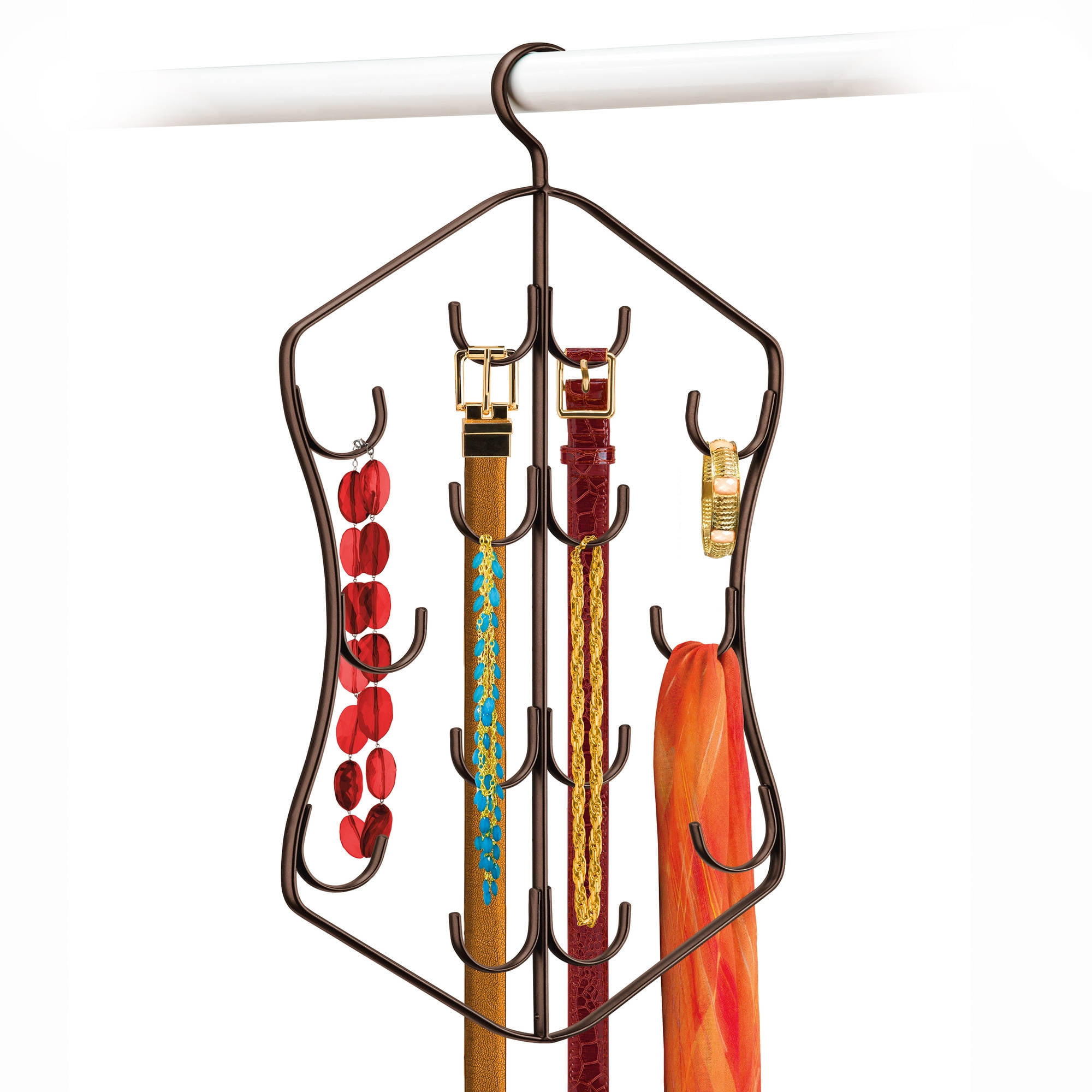 Lynk Hanging Belt Rack 14 Hook Closet Organizer Rack for Belts, and