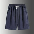 thumbnail image 2 of Fashion YLSDY Men's Shorts 2025 Casual Loose Drawstring Lounge Jogger Short Elastic Waist Stretch Solid Color Mens Summer Pants Navy XL, 2 of 4