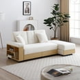 thumbnail image 2 of Convertible Sleeper Sofa Bed with Storage Ottoman, Drop-Down Table & 2 Drawers - Multifunctional 3-Seater Folding Sofa for Small Spaces, Reversible Design for Living Room/Apartment/Office, Beige, 2 of 9