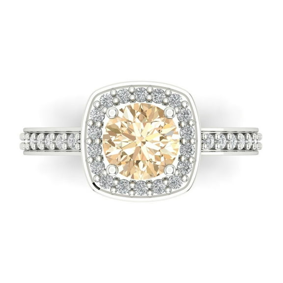 Solitaire with Accents Engagement Ring for Women - 1.335ct Natural Morganite in 18K White Gold Promise Ring