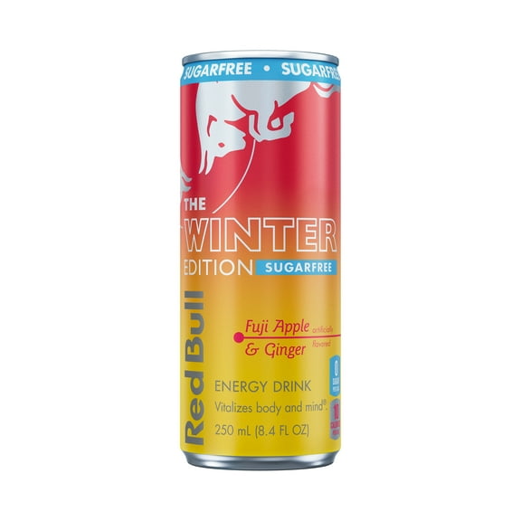 Red Bull Winter Edition Sugarfree Energy Drink, Fuji Apple & Ginger, 8.4 fl. oz. Can, 80mg Caffeine