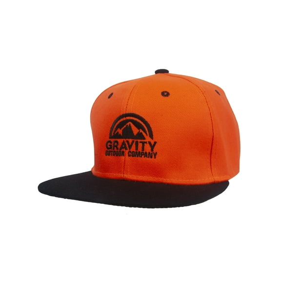 Gravity Outdoor Co. Logo Polyester Snapback Hat - Orange/Black - Black Logo