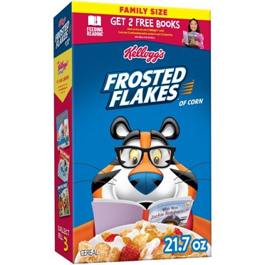 Kellogg,S Frosted Flakes Breakfast Cereal, Kids Cereal, Family Breakfast, Family Size, Original, 21.7Oz Box (1 Box)