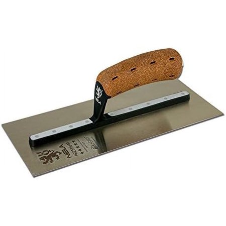 Nela Premium Chrome Steel Smoothing Trowel 12" x 4.75" Cork Handle BiKo Grip