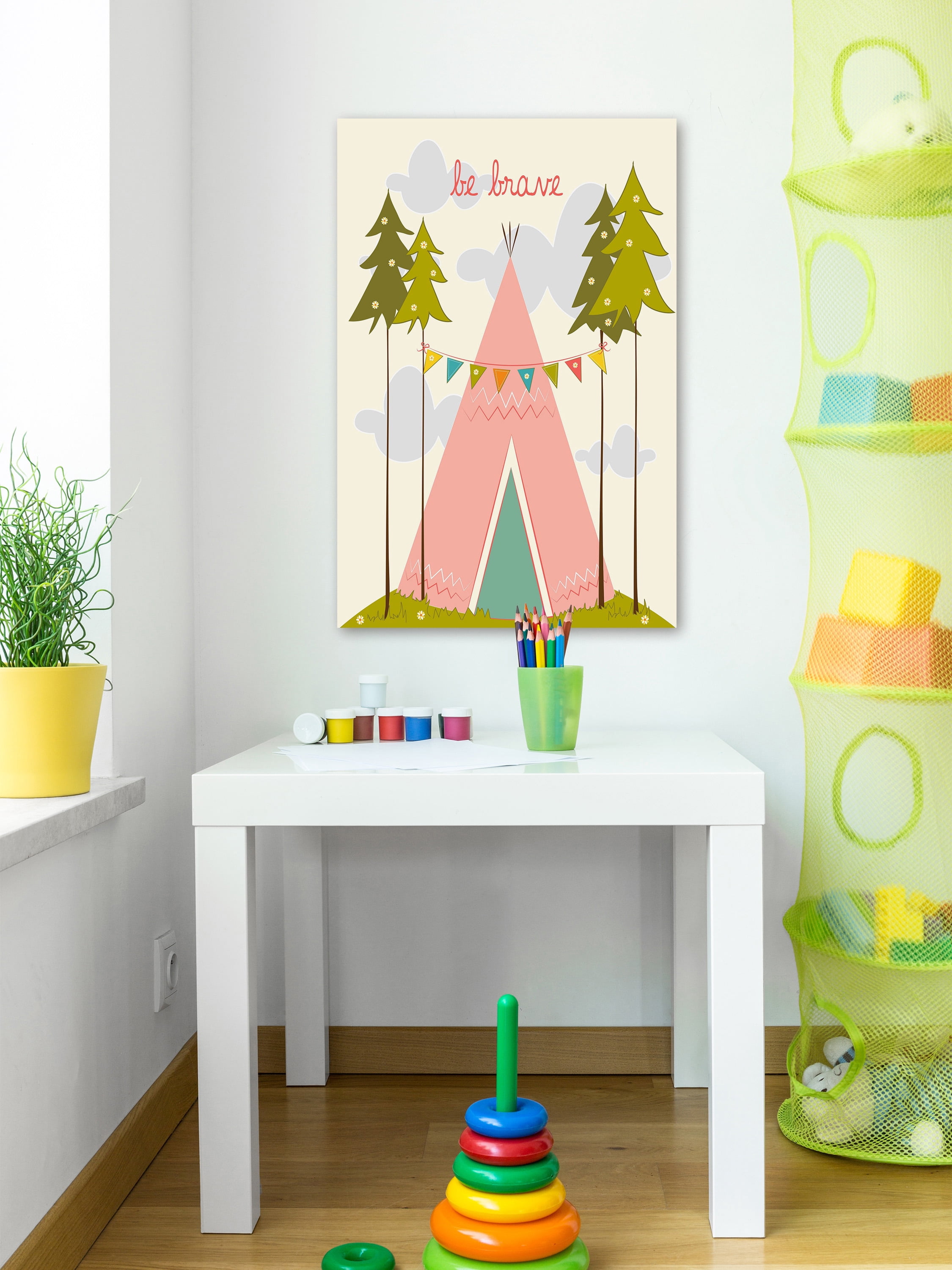 "Be Brave Pink" Painting Print on Wrapped Canvas