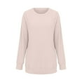 thumbnail image 6 of Pink Hoodies for Women Long Sleeve Shirts for Women Casual Tops Loose Fit Rib Knit Lightweight Long Sweater Crew Neck Pullover with Women Fall Clothes, 6 of 6