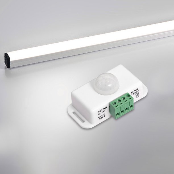 Interruptor de sensor de movimiento PIR automático DC 12V 24V 6A para tira de luz LED (blanco)
