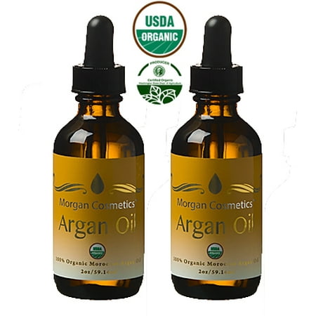 Morgan Cosmetics Organic Argan Oil, 2 oz, (Pack of