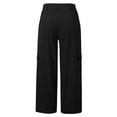 thumbnail image 5 of MIXUE Linen Pants Women Solid Color High Waisted Wide Leg Cargo Button Down Loose Casual Trendy Work With 4 Pockets Trousers Womens Pants Streetwear,Black,XXL, 5 of 5