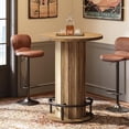 thumbnail image 3 of Table de Bar en Bois de 39,4 Po H, Table Ronde de Bistro/pub avec Repose-Pieds à Anneau en Métal, 3 of 5