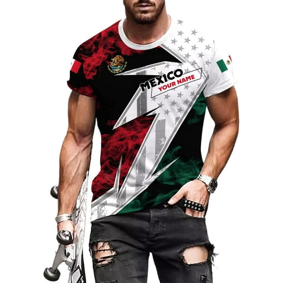 Personalized Name Mexican Shirts for Men, Customized Mexico Shirts for Men, Mexico Shirts for Women Mexico Flag (S)