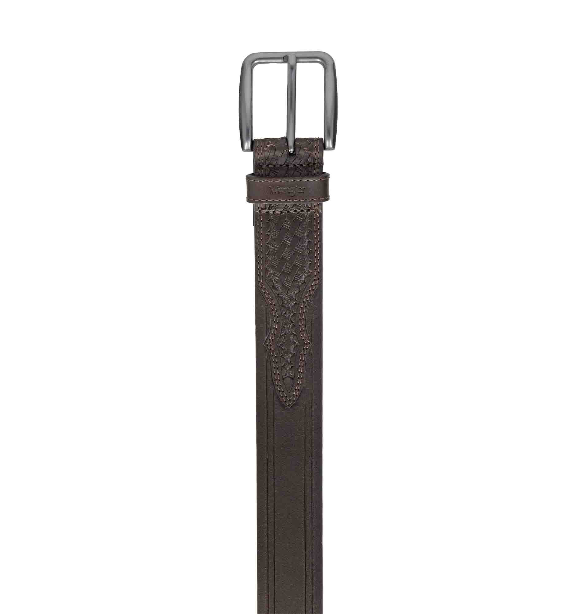 Men's Wrangler 38mm Western Emobssed Basket Weave Leather Belt
