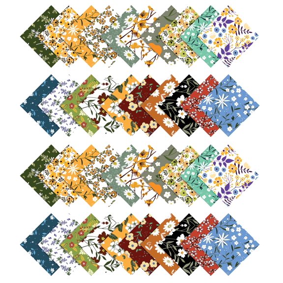 Soimoi Florals Print Precut 10-inch Cotton Fabric Quilting Squares Charm Pack DIY Patchwork Sewing Craft-Multicolor