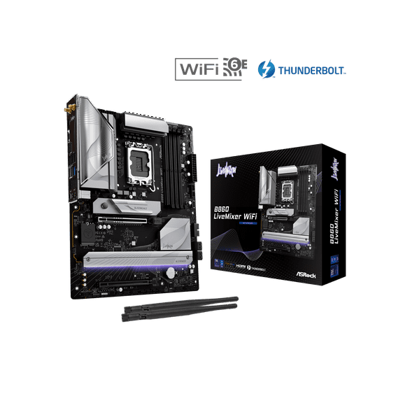 ASRock B860 LiveMixer WiFi LGA 1851 Intel B860 SATA 6Gb/s DDR5 Intel Core Ultra ATX Motherboard