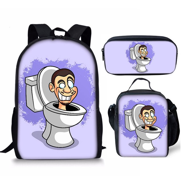 Skibidi Toilet Student Backpack Children'S Meal Bag Pencil Bag Three-Piece Backpack