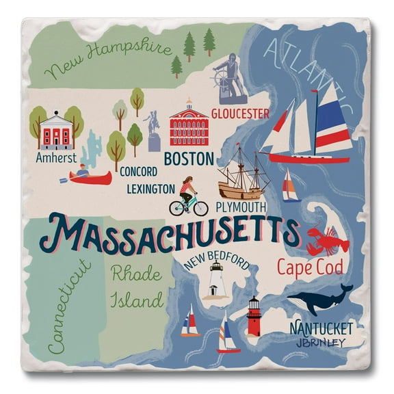 Thirstystone "Massachusetts Attractions" 4-Pack Tumbled Tile Coasters