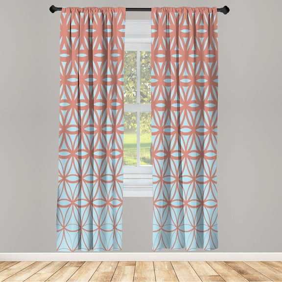 Ambesonne Abstract Curtains, Art of Retro Ombre Pattern, Pair of 28"x63", Pale Rust
