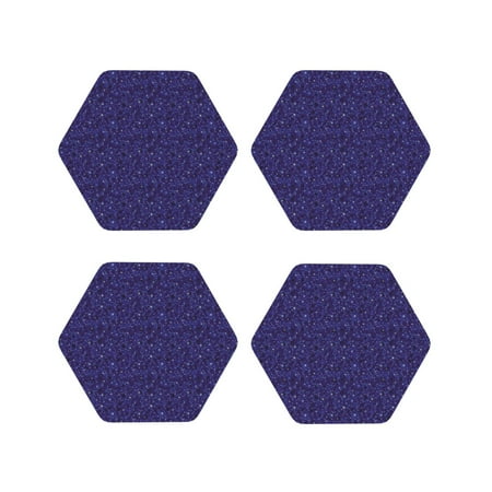 

Leather Coasters Set of 4 - Navy Blue Glitter Pattern Lightweight Non-Slip Drink Coasters for Desk Anti-Scalding Desk Cup Coasters for Office Table Decor Hexagon