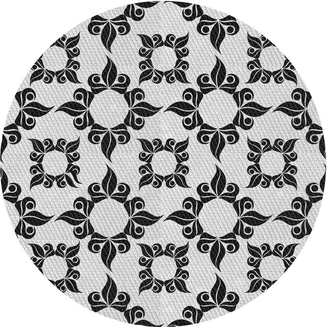 Ahgly Company Tapis Rond Lavable en Machine Intérieur Transitionnel Gris Platine, 5 Pieds Rond