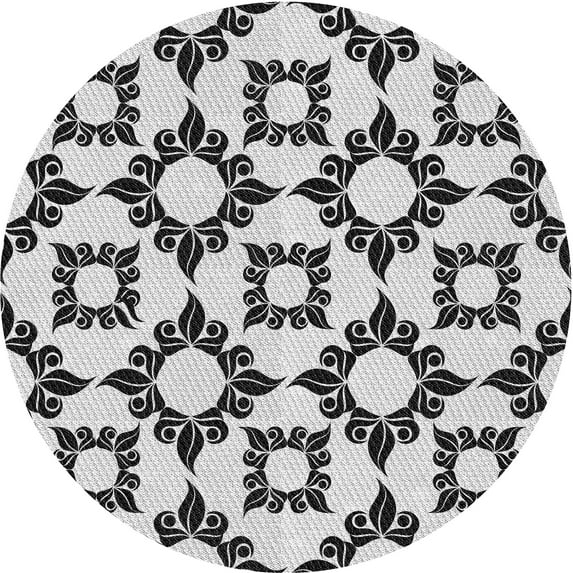 Ahgly Company Machine Washable Indoor Round Transitional Platinum Gray Area Rugs, 6' Round