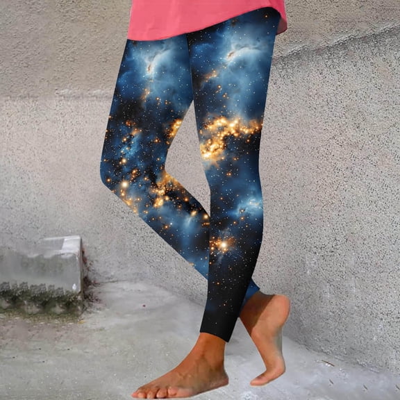 Nebula Print High Waisted Yoga Pants for Women Stretchy Compression Leggings Cosmic Universe Pattern Gymwear