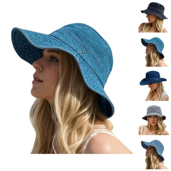 Denim Bucket Hats for Women – Foldable UV Protection Sun Hat, Wide Brim Outdoor Hat for Beach, Gardening, Hiking and Summer Vacation Style