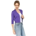 thumbnail image 3 of TheLovely Women's 3/4 Sleeve Solid Open Front Cropped Bolero Shurug Light Cardigan, 3 of 4