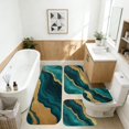 thumbnail image 2 of Green and Gold Marble Pattern Bathroom Rug Set 4 Piece,Includes Contour,Lid Cover,Bath Mat,Non-Slip Extra Soft Absorbent Washable, 2 of 5