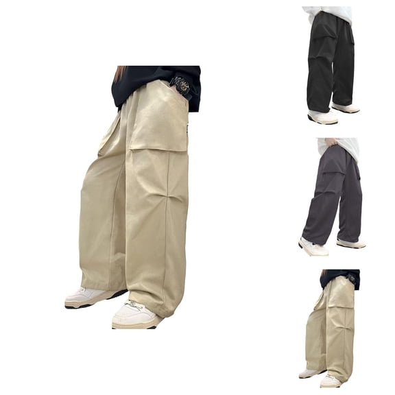 Boys Kids Summer Casual Cargo Pants Solid Color Loose Sweatpants Trousers For Sports Activewear(4 12 Years)