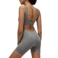 thumbnail image 5 of One Piece Workout Jumpsuits for Women Backless Tummy Control Sleeveless Jumpsuits V Back Yoga Romper Grey M, 5 of 7