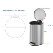 Better Homes & Gardens 3.1 Gallon Small Stainless Steel Bathroom Step Trash Can with Soft-Close Lid, Silver