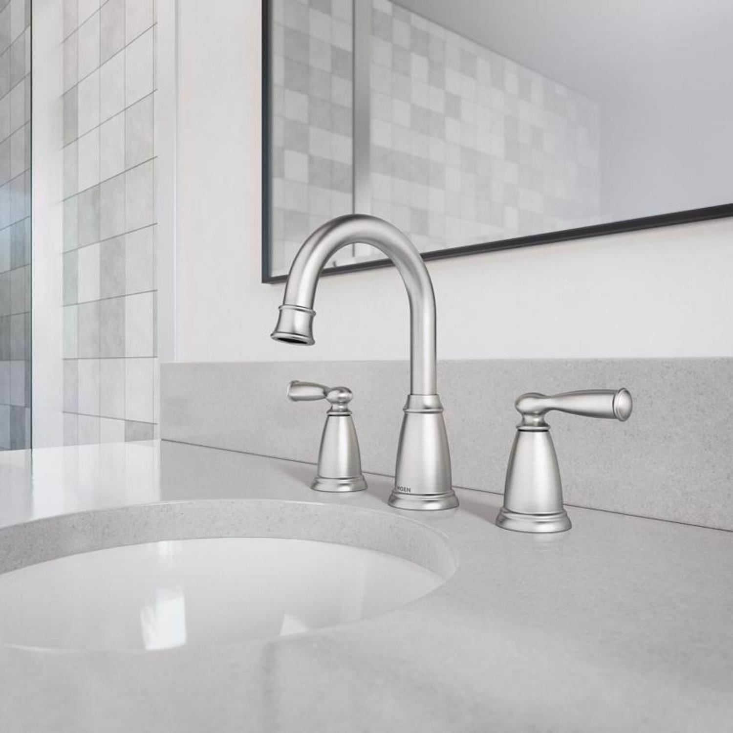 Moen Banbury Brushed Nickel Two-Handle Bathroom Sink Faucet 8 in.