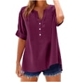 thumbnail image 2 of Sakmal Pleated WorkouT-Shirts Women V-Neck Elbow-Length Shirts Spring Outfits for Women 2025, 2 of 8