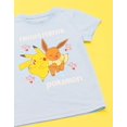 thumbnail image 2 of Pokemon T-Shirt à Manches Courtes Bleu Pickache & Eeevee pour Filles (4-5 Ans), 2 of 6