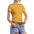 thumbnail image 3 of Women T Shirt Slim Fit Basic Short Sleeve T Shirt Womens Spring Tops Orange S, 3 of 6