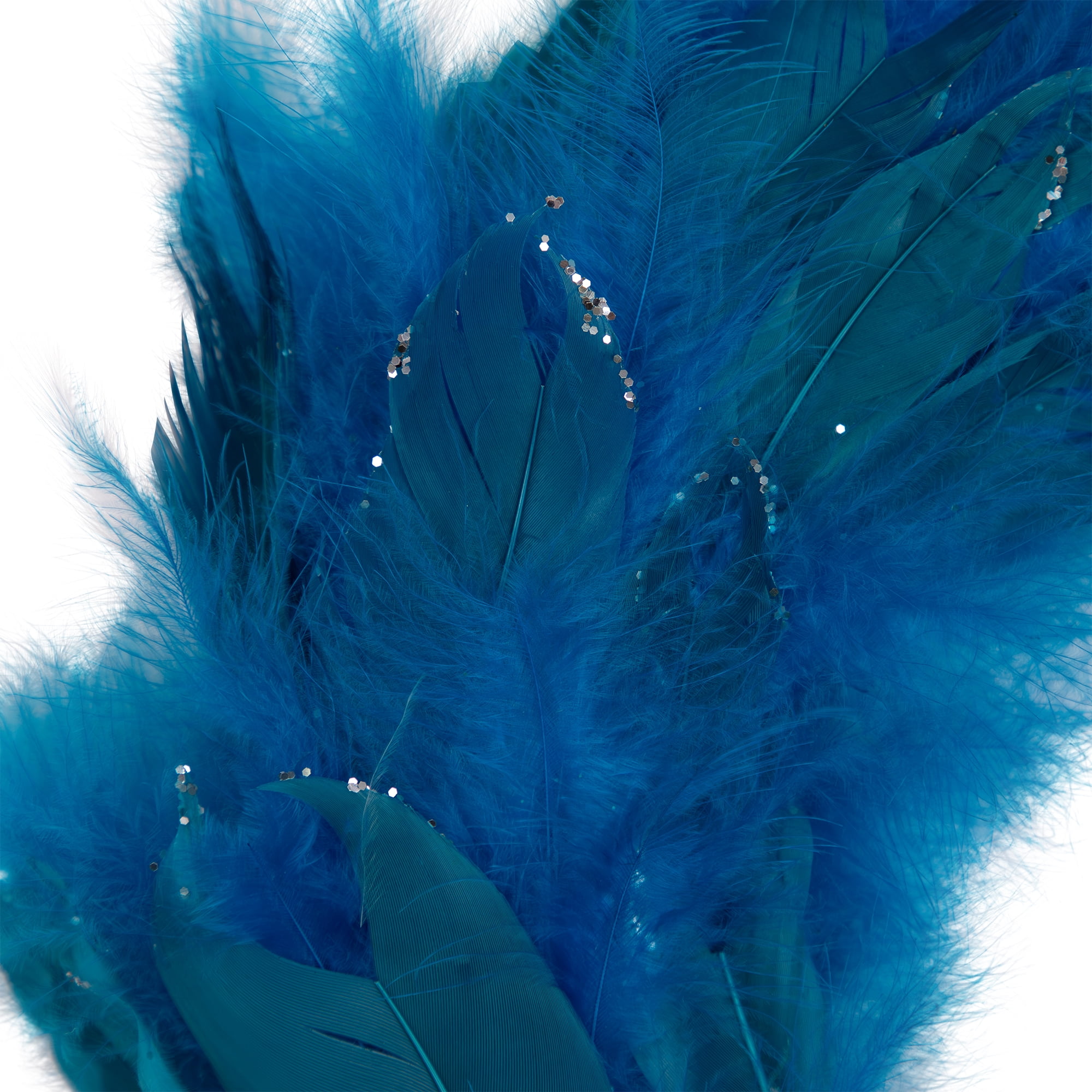Northlight Two-Tone Feathers Glittered Christmas Wreath - 14.5" - Unlit - Turquoise