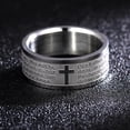 thumbnail image 2 of Anillo de acero de titanio inglés para hombres y mujeres, cruz cristiana, anillo de Biblia personalizado, anillo personalizado, anillo grabado, 2 of 4