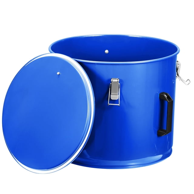 Fryer Grease Bucket 10 Gal, Oil Disposal Caddy, Steel Fryer Oil Transport Container with Rust-Proof Coating, Grease Can with Lid & Lock Clips & Filter Bag for Cooking Oil Filtering