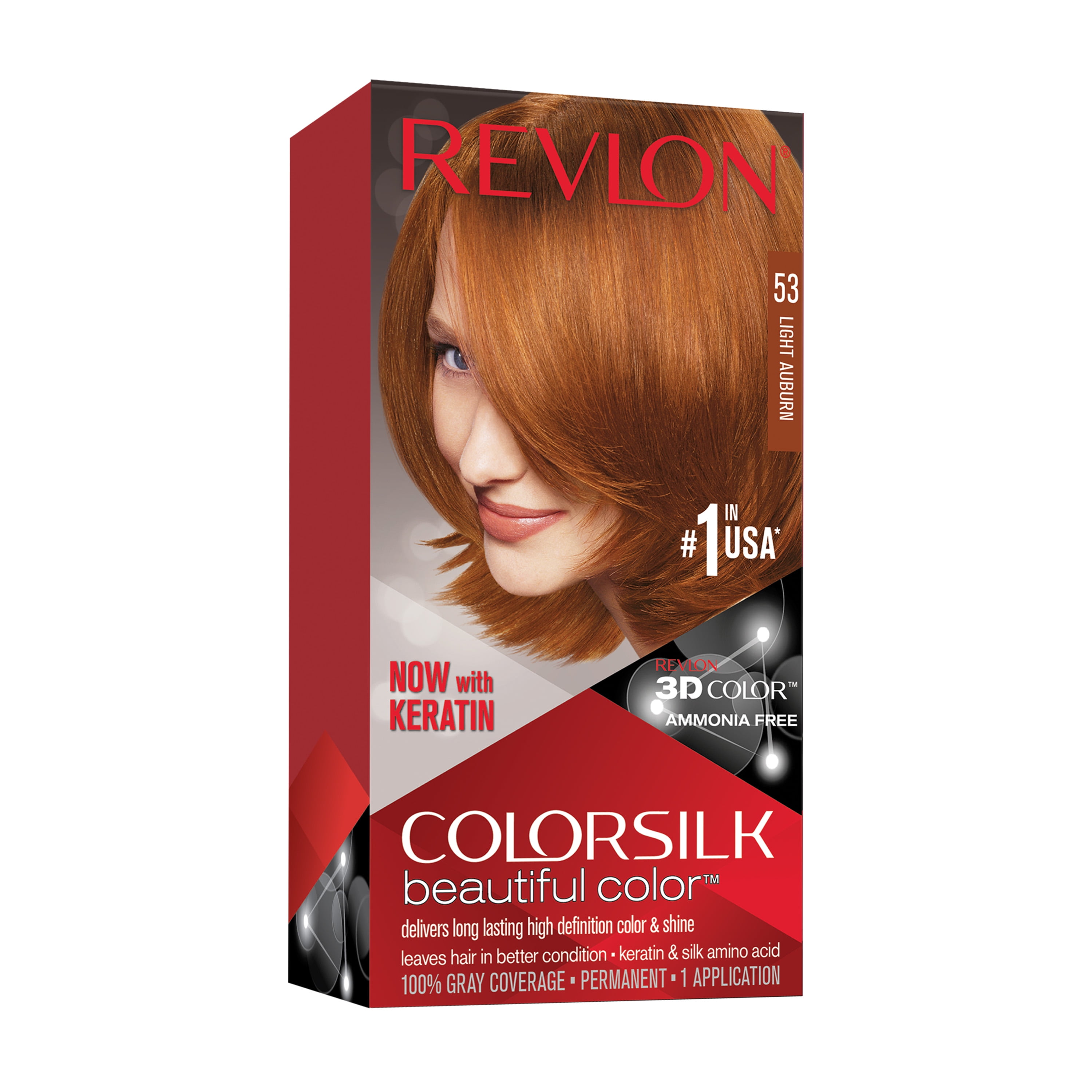 Revlon ColorSilk Beautiful Color Permanent Hair Color, 53 Light Auburn, 1  count - Walmart.com