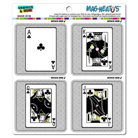 Graphics and More Playing Cards Clubs Ace Jack Queen King Mag-Neato's Automotive Car Refrigerator Locker Vinyl Magnet
