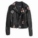 thumbnail image 4 of Floral Night Leather Jacket Women's Faux Leather Jackets Casual Short Coat For Spring Fall And, 4 of 5