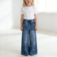 thumbnail image 4 of EnJoCho Toddler Girls Wide Leg Jeans Elastic Waist Bow Knot Printing Baggy Denim Pants 𝖸2𝖪 Cute Casual Straight Trousers Stretch Comfort Playtime 1-6 Years, 4 of 9