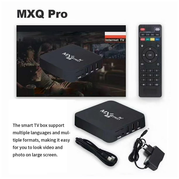 Smart TV Box 4K WiFi Smart TV Box Télécommande sans fil Set Top Box Télécommande  TV Accessoire Remplacement pour Android, US Plug 
