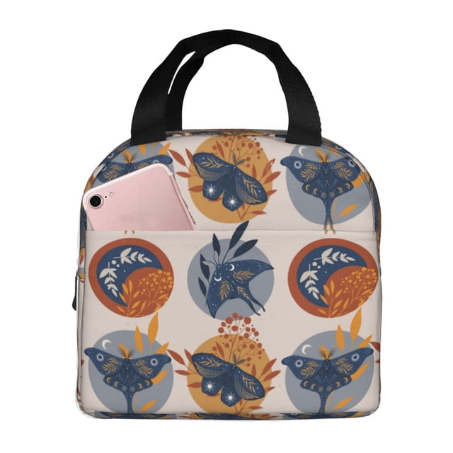 Disketp Vintage Botanical Butterfly Art for Insulated Lunch Bag for Women and Men, Perfect for Work, Hiking, Picnic