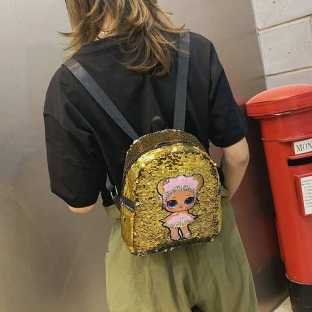 FOCUSNORM - Women Mini Sequin Backpack Girls School Bag Small Travel
