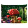 thumbnail image 3 of HVEST Red Mushroom Castle Tapestry Green Forest with Colorful Flower Natural Plant Aesthetics Wall Hanging Tapestry for Bedroom Living Room Dorm Party Wall Decor,80X60 Inches, 3 of 7