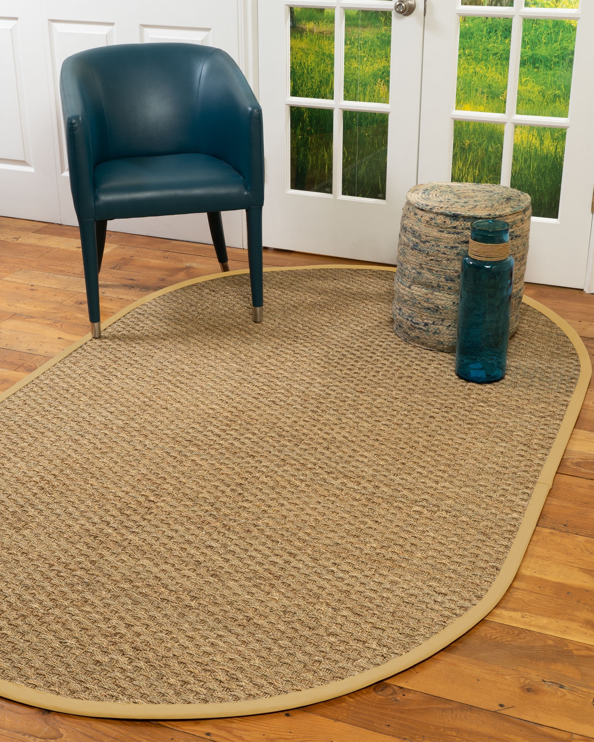 Natural Area Rugs Basketweave Custom Seagrass Rug, 6' x 9', Oval Extra