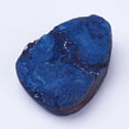 thumbnail image 2 of Electroplate Natural Druzy Agate Beads No Hole/Undrilled Medium Blue 26~52x25~40x5~17mm, 2 of 3