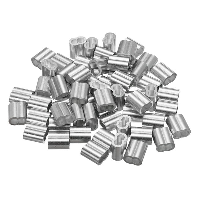 Manga de bucle de prensado de aluminio Uxcell, doble orificio, ferula de cable para alambre 3/16"(4mm)