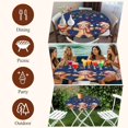 thumbnail image 7 of Gingerbread Christmas Round Tablecloth, Fitted Table Cover with Elastic for 36"-44" Round Tables, Xmas Balls Branches Navy Blue Table Cloth Outdoor Indoor Dinning Party Waterproof Tablecloths, 7 of 7